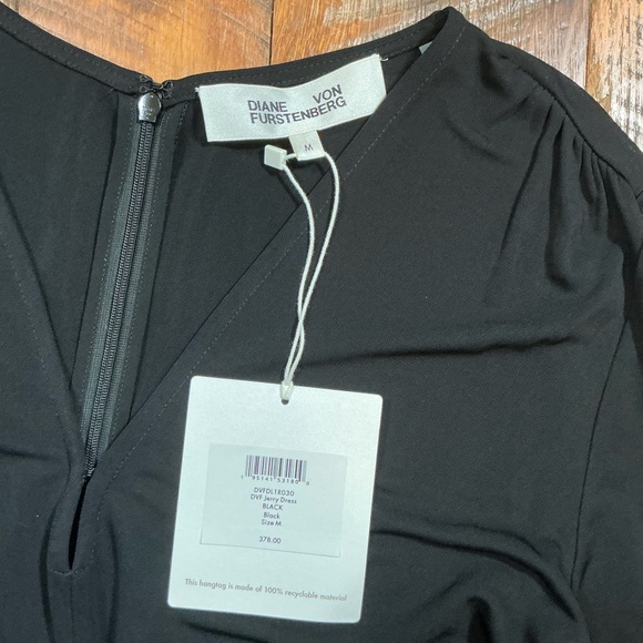 Diane von Furstenberg DVF Black Jersey Dress Midi Long Sleeve Size Medium NWT - Picture 9 of 16